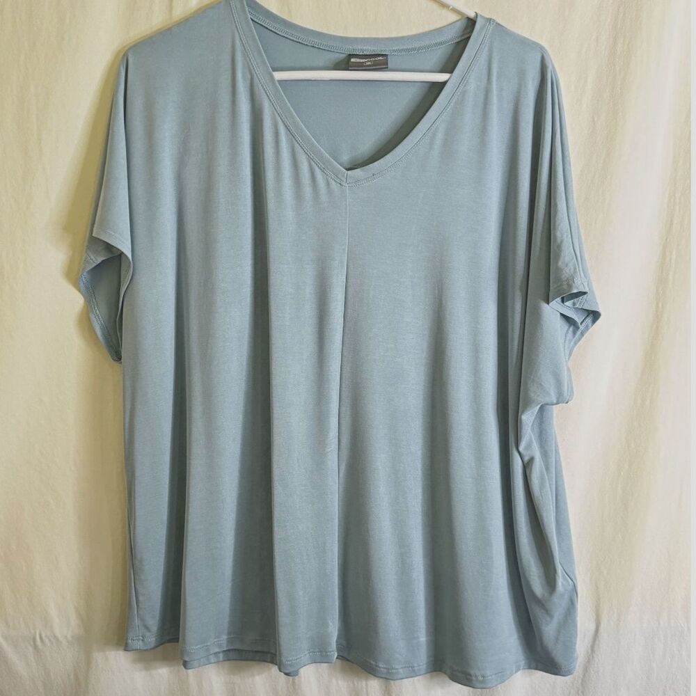 NWOT 32 Degrees Women's V-Neck Top Cap Sleeves "Tourmaline" Blue Size XXL